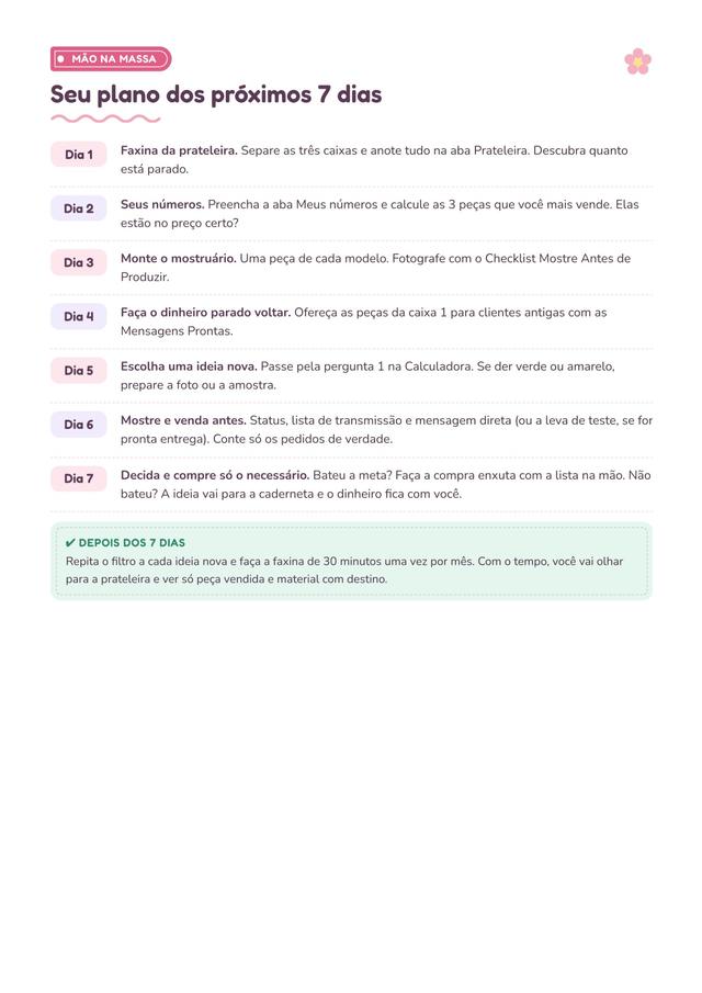 Página do guia: plano de 7 dias