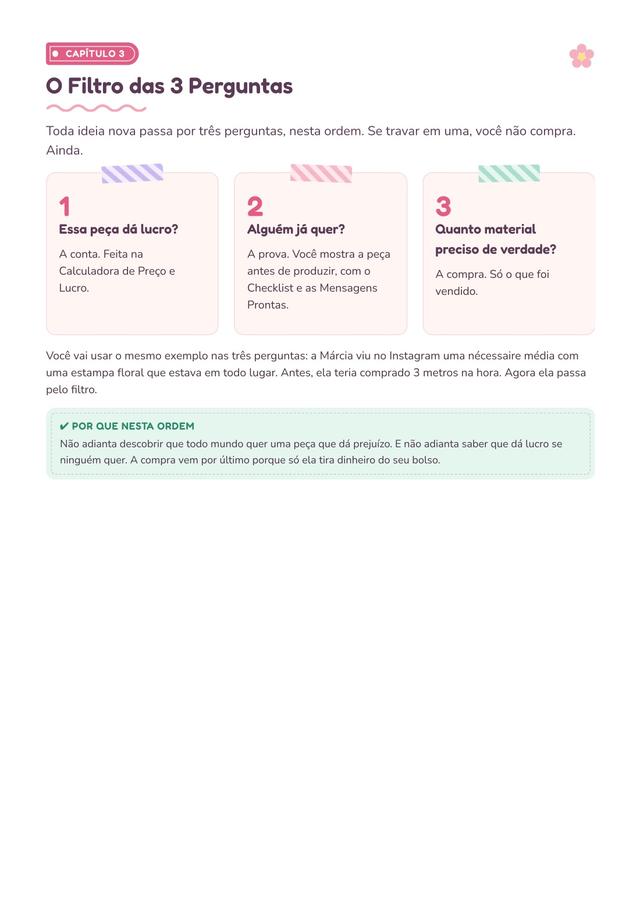 Página do guia: o Filtro das 3 Perguntas