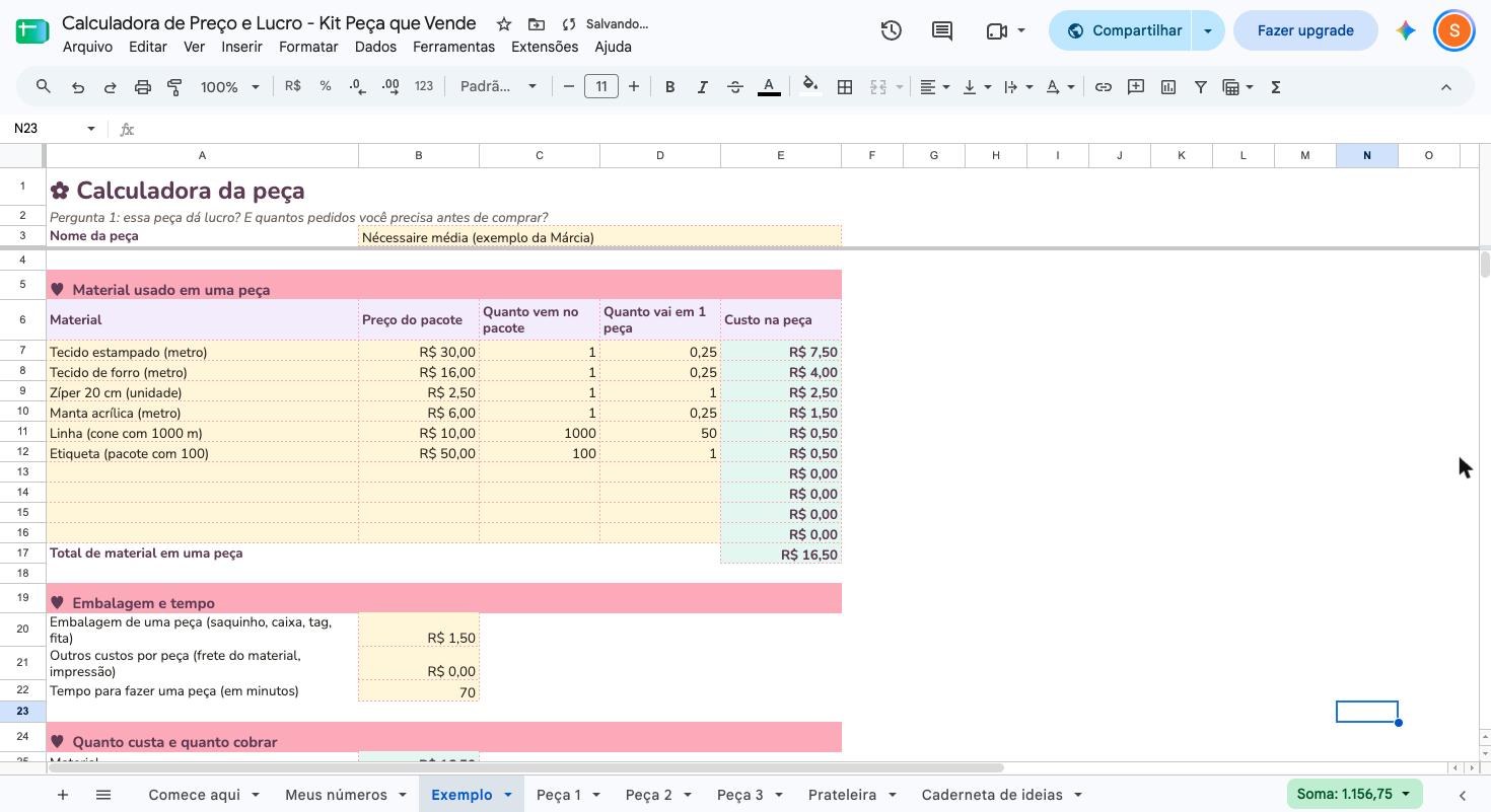 Calculadora de Preço e Lucro no computador